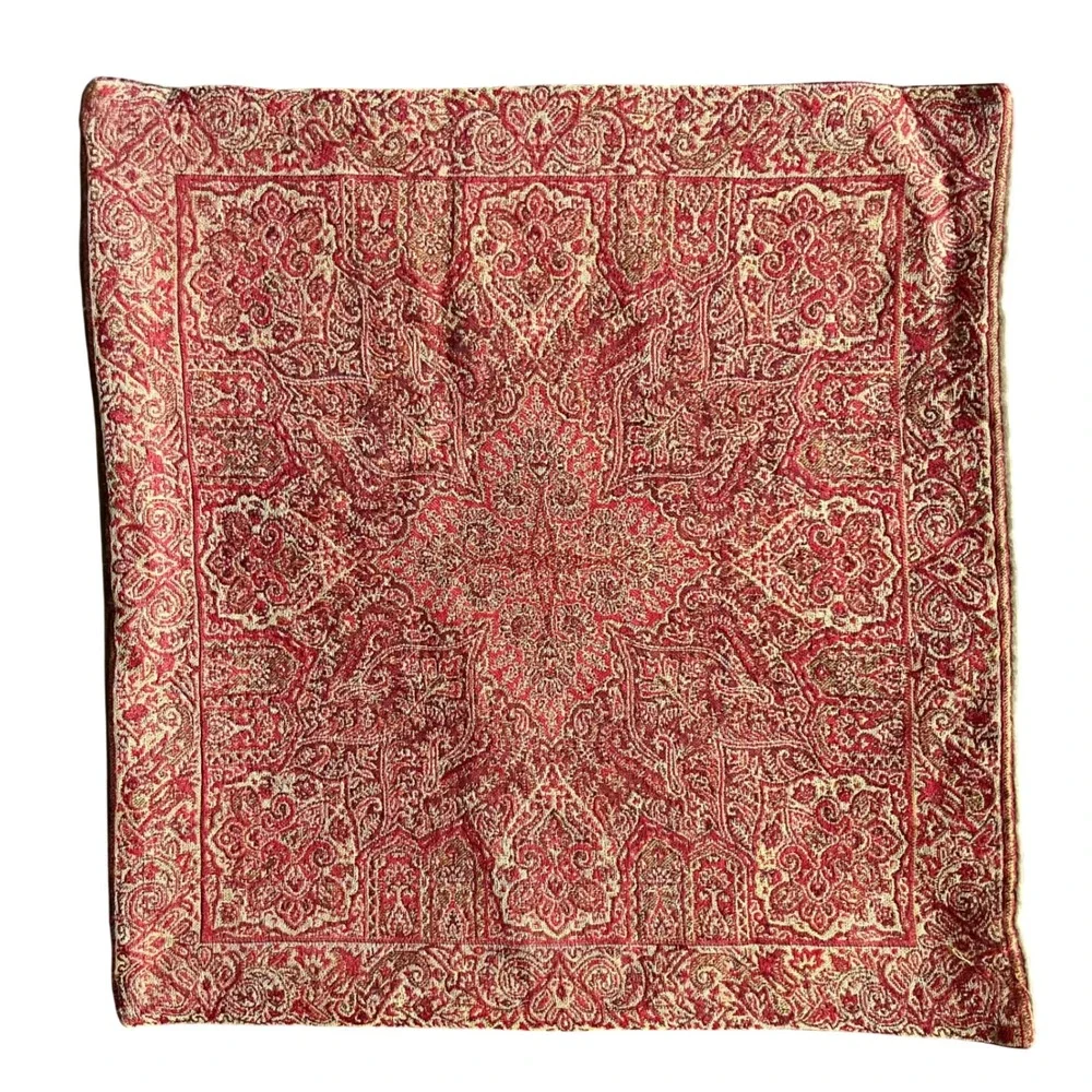 Pottery Barn Wool Velvet Jacquard Tapestry Paisley Pillow Cover 18x18 Boho Chic